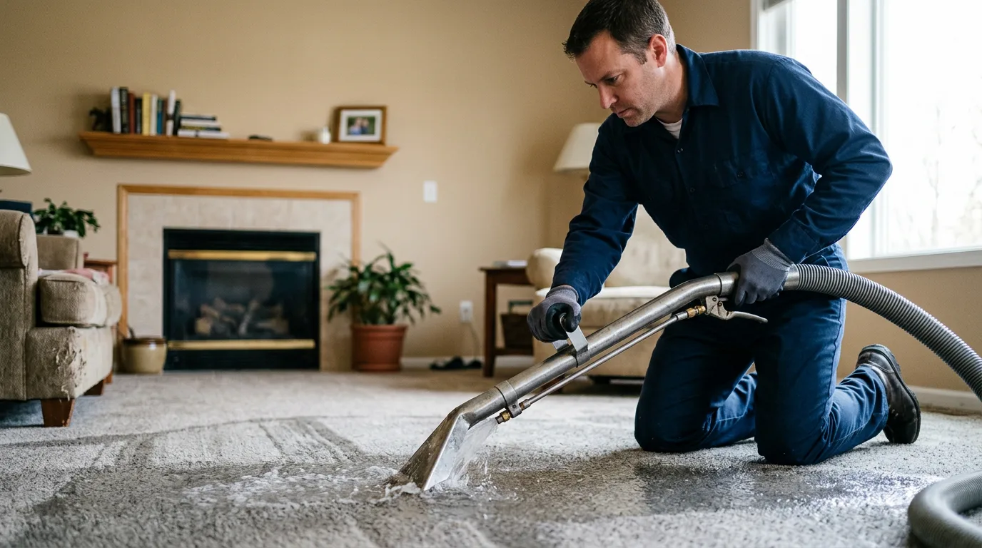 Water damage restoration technician working near Northport, AL